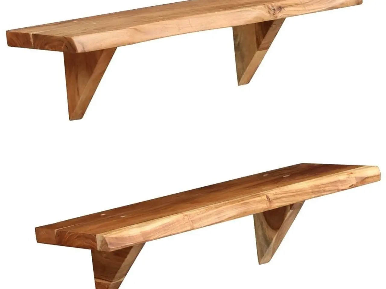 Billede 1 - Væghylder i massivt akacietræ - 2 stk. 60 x 20 x 18 cm