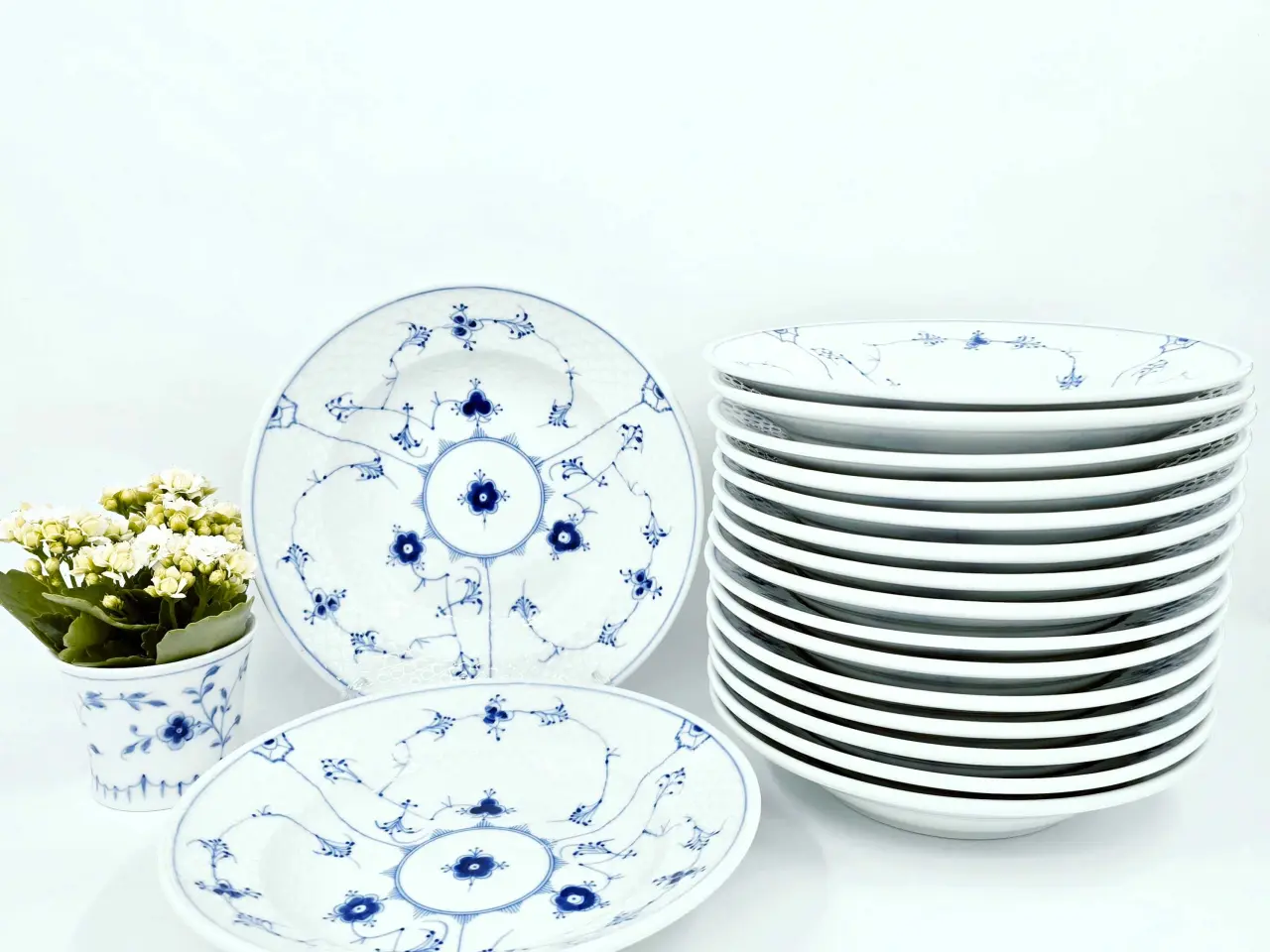 Billede 1 - Musselmalet stor Dyb Hotelporcelæn Tallerken