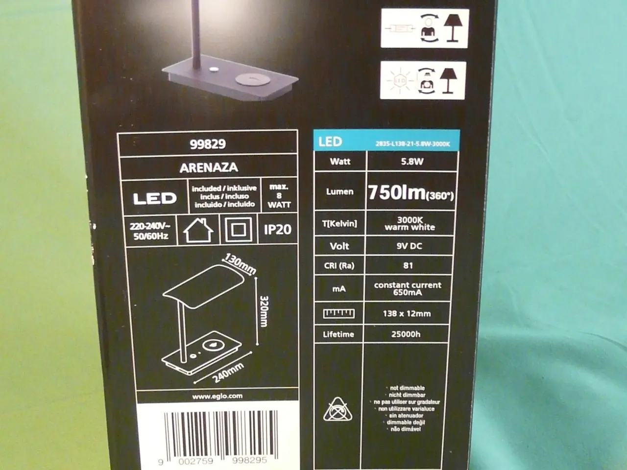 Billede 7 - Smart bordlampe med tre lysstyrker og mobiloplader