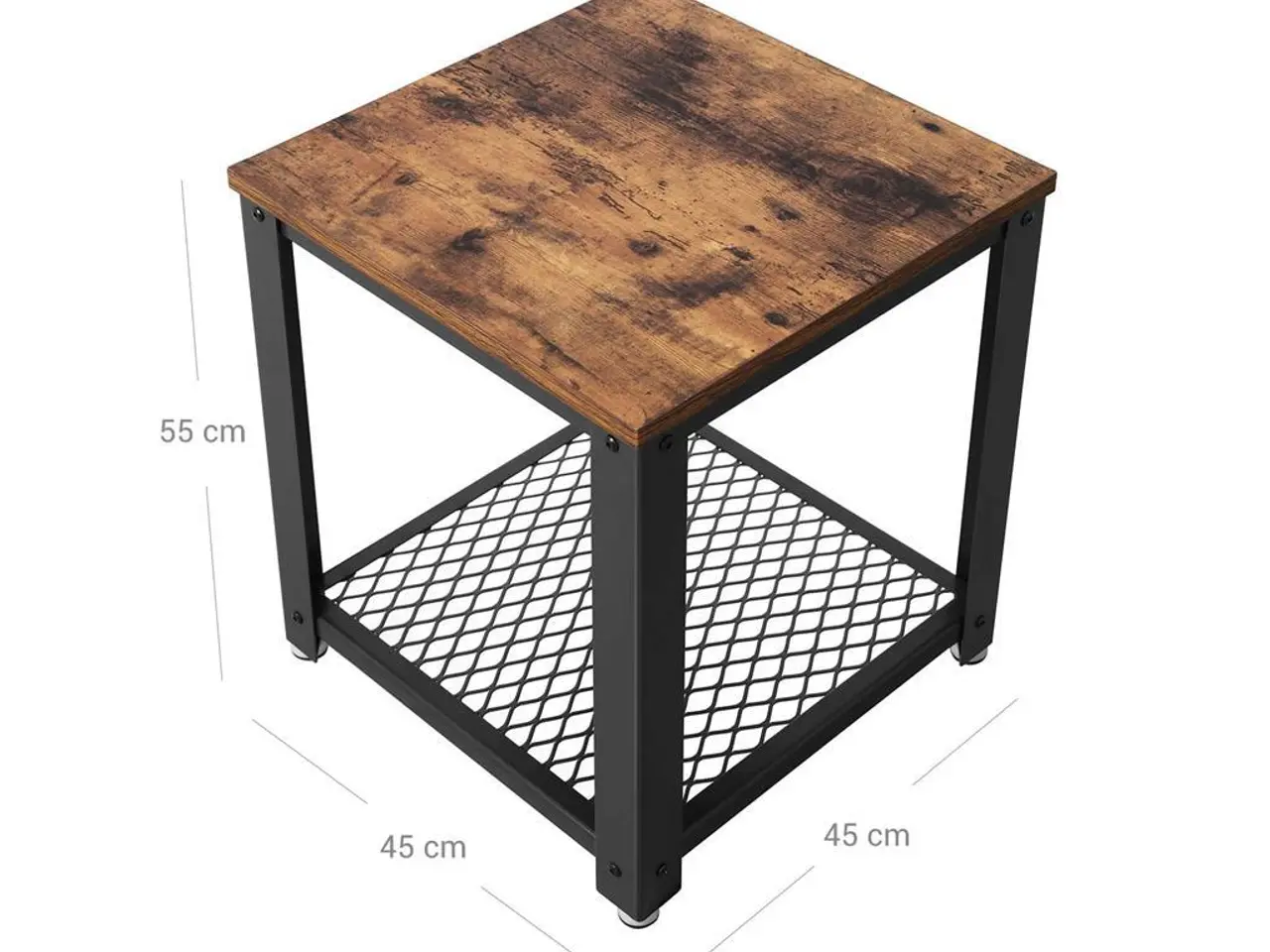 Billede 7 - Sidebord i industrielt design rustik brun/sort, 45 × 45 × 55 cm