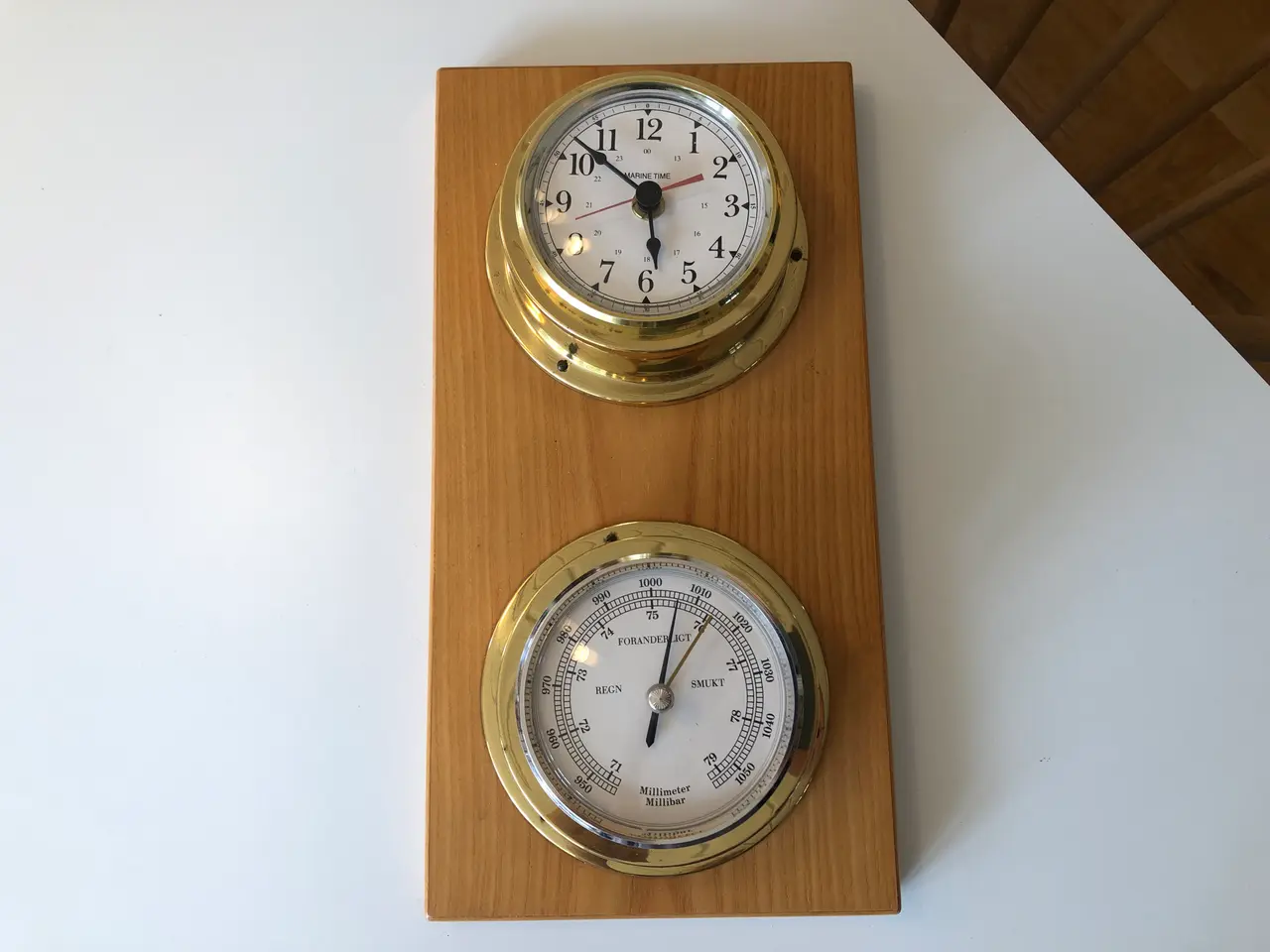 Billede 2 - Fint sæt skibsur og barometer i messing