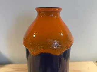Smuk Retro Germany Vase–Orange/Blå Fat Lava H14 cm