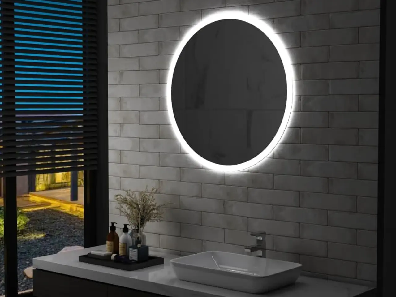 Billede 1 - Rundt badeværelsesspejl med LED-lys - 80 cm