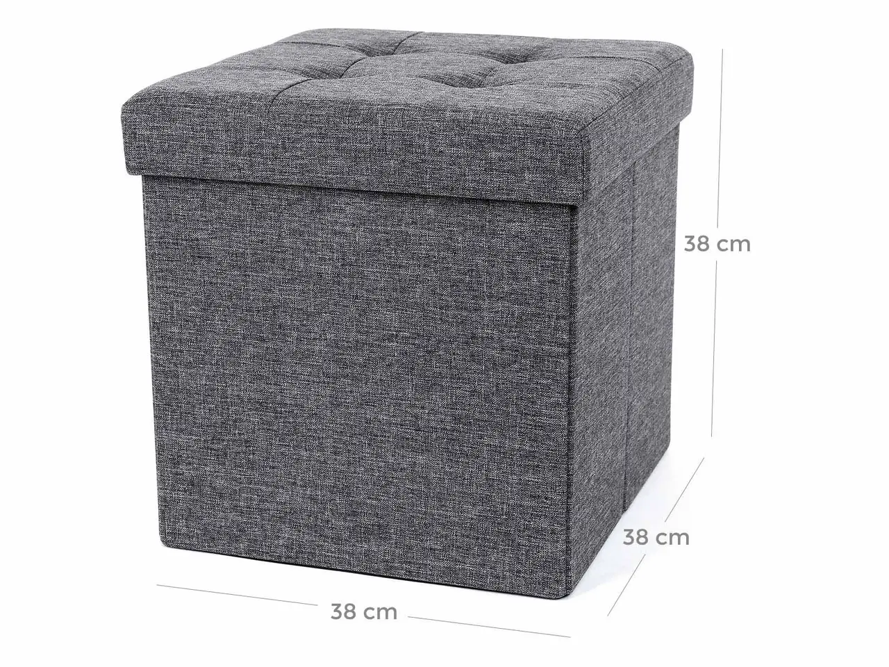 Billede 6 - Opbevaringspuf med låg 38 × 38 × 38 cm, mørkegrå tekstil