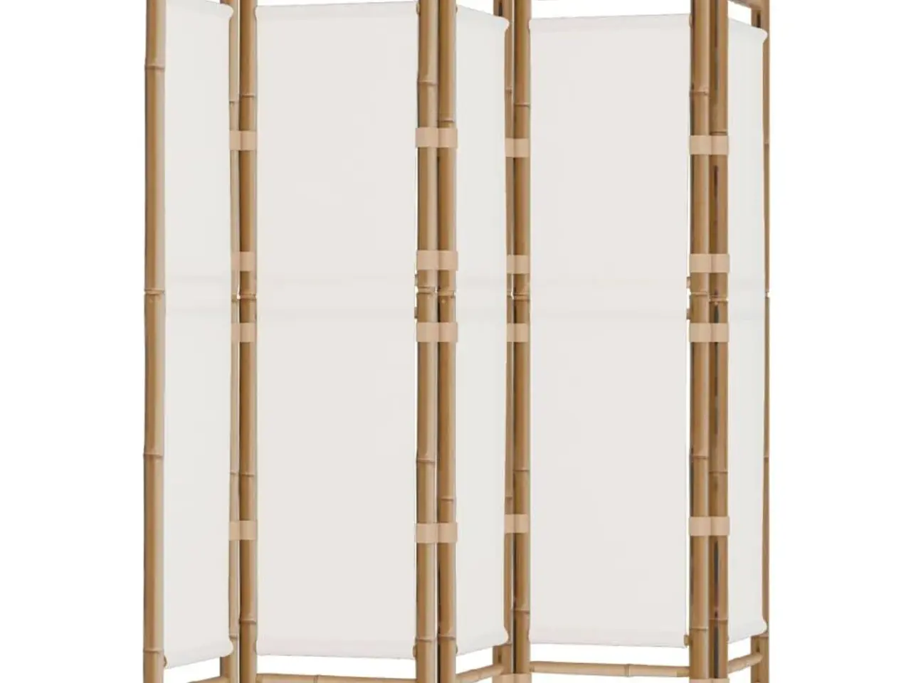 Billede 2 - Foldbar rumdeler med 5 paneler - bambus og cremehvid kanvas, 200 × 180 cm