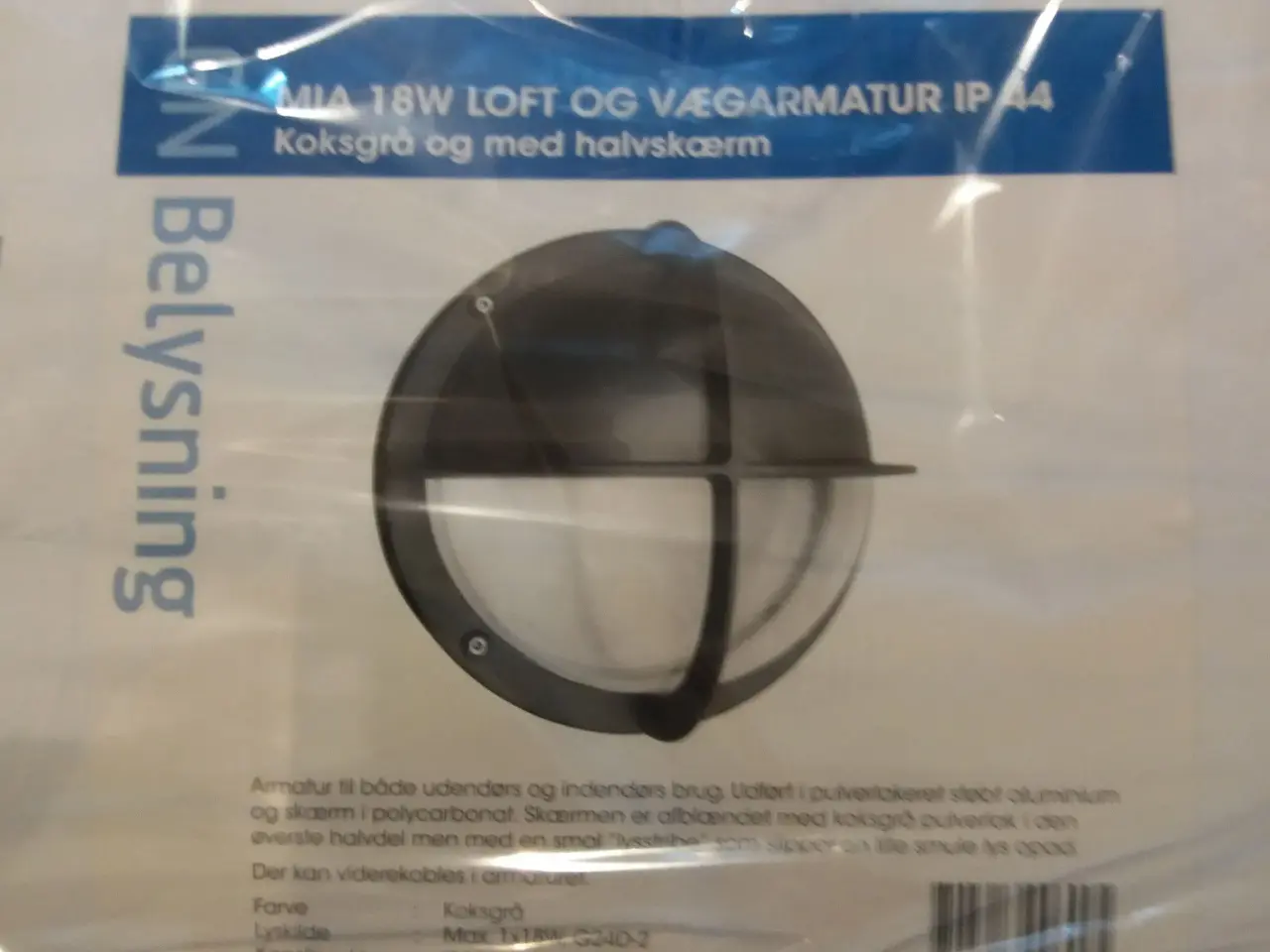 Billede 1 - Udendørs skotlampe, Koksgrå