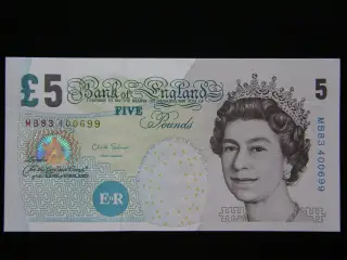 England 5 Pounds 2002(2012) P391d Unc