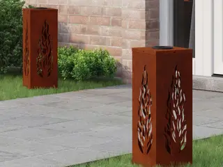 Solar LED stibelys i cortenstål - 2 stk, bronze, 18×18×50 cm