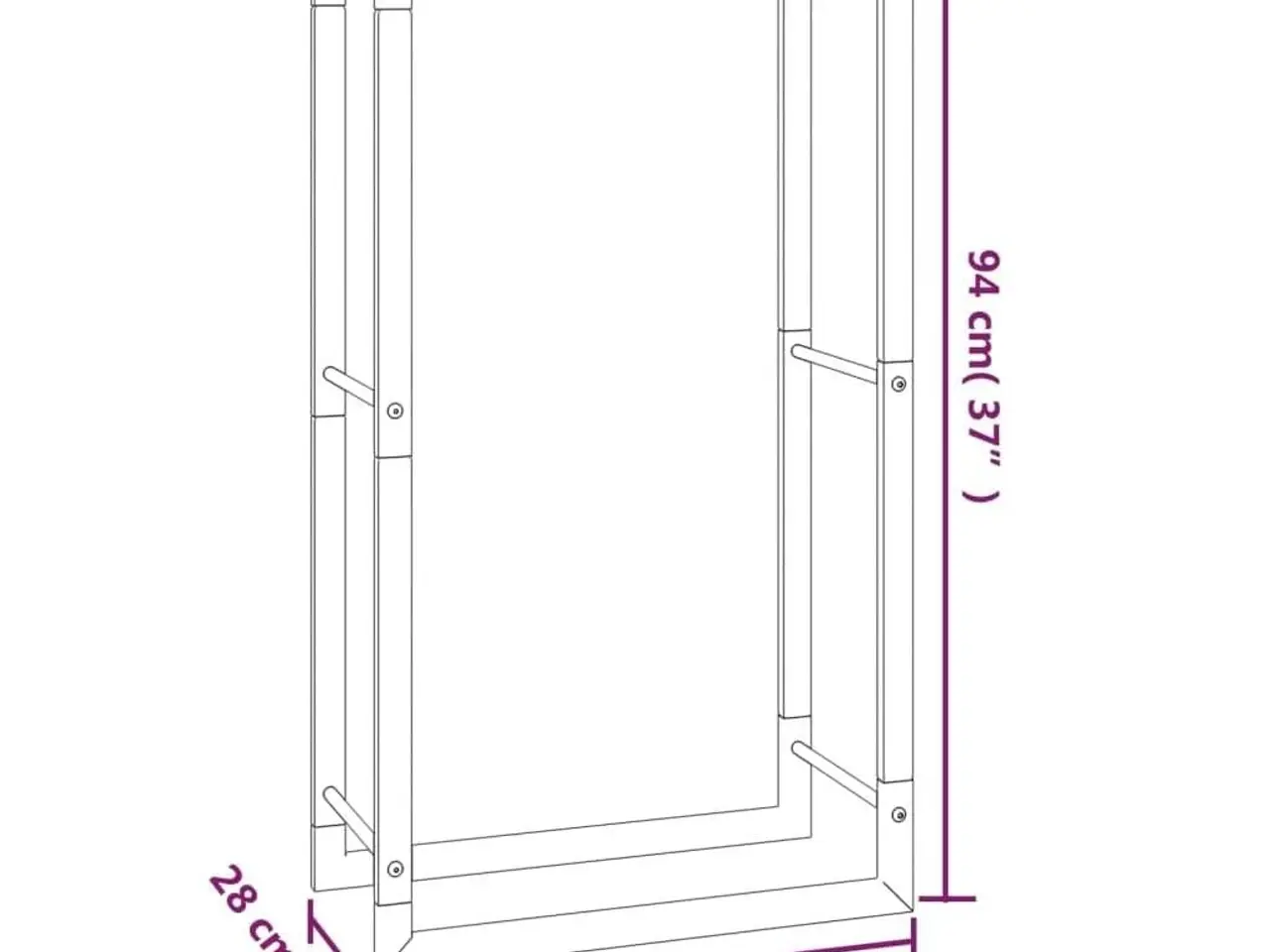 Billede 6 - Brændestativ 50 × 28 × 94 cm - stål, matsort