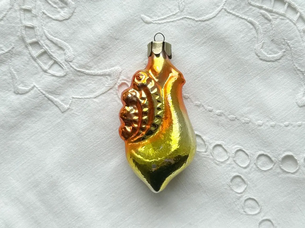 Billede 1 - Vintage glaspynt, hane, gul