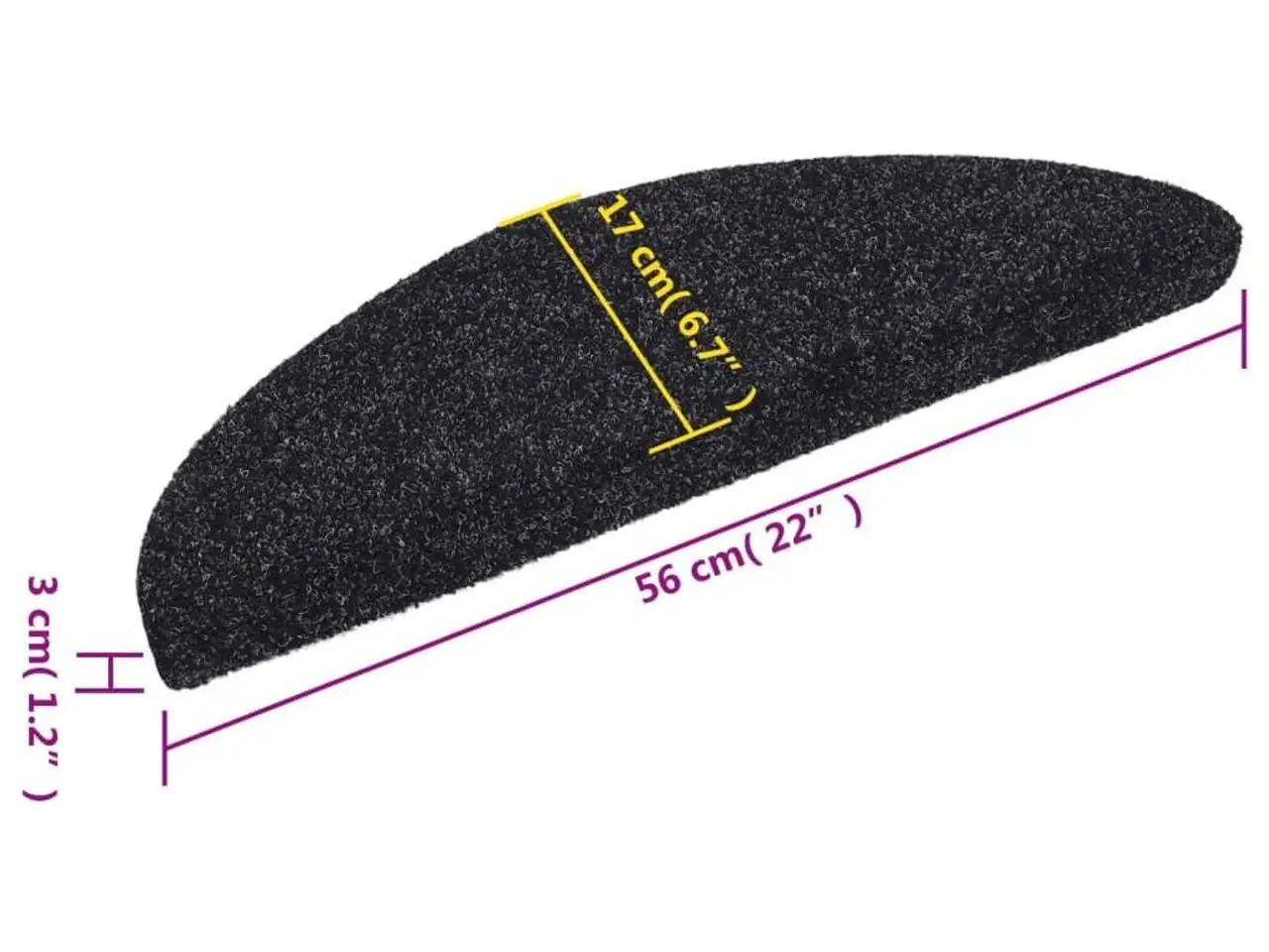 Billede 8 - Selvklæbende trappemåtter - 15 stk. halvrunde, 56×17×3 cm, sort