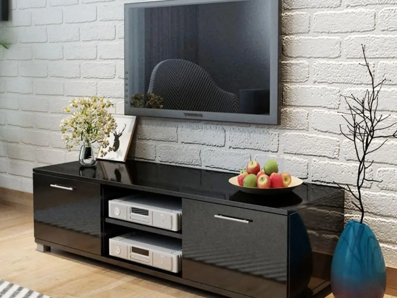 Billede 1 - Tv-bord i sort højglans - 120 × 40,5 × 35 cm