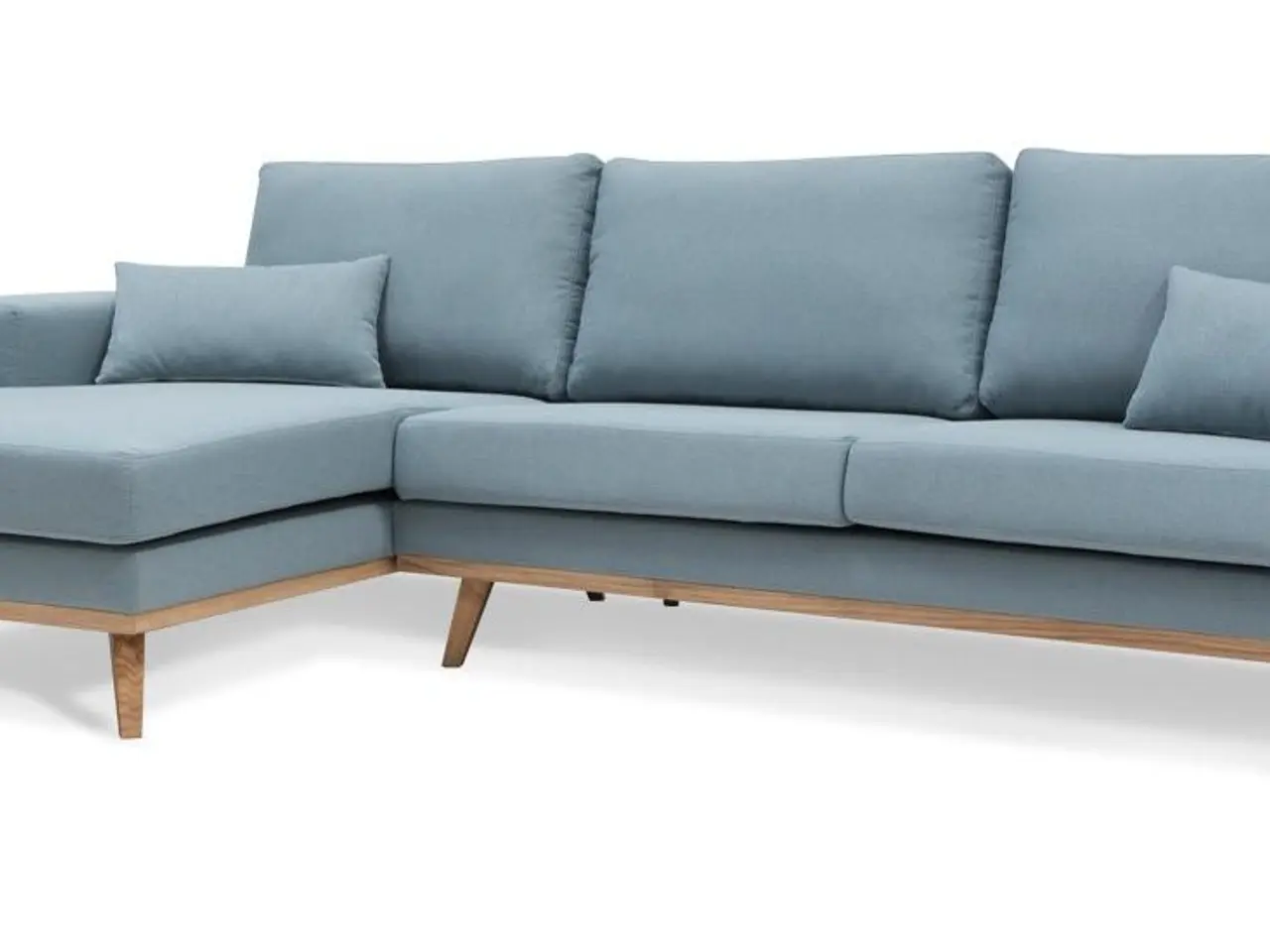 Billede 2 - Simone chaiselongsofa venstrevendt - blå stof, olieret egetræ
