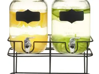 Drikkevaredispensersæt 2 stk. med stativ 2 x 4 l glas
