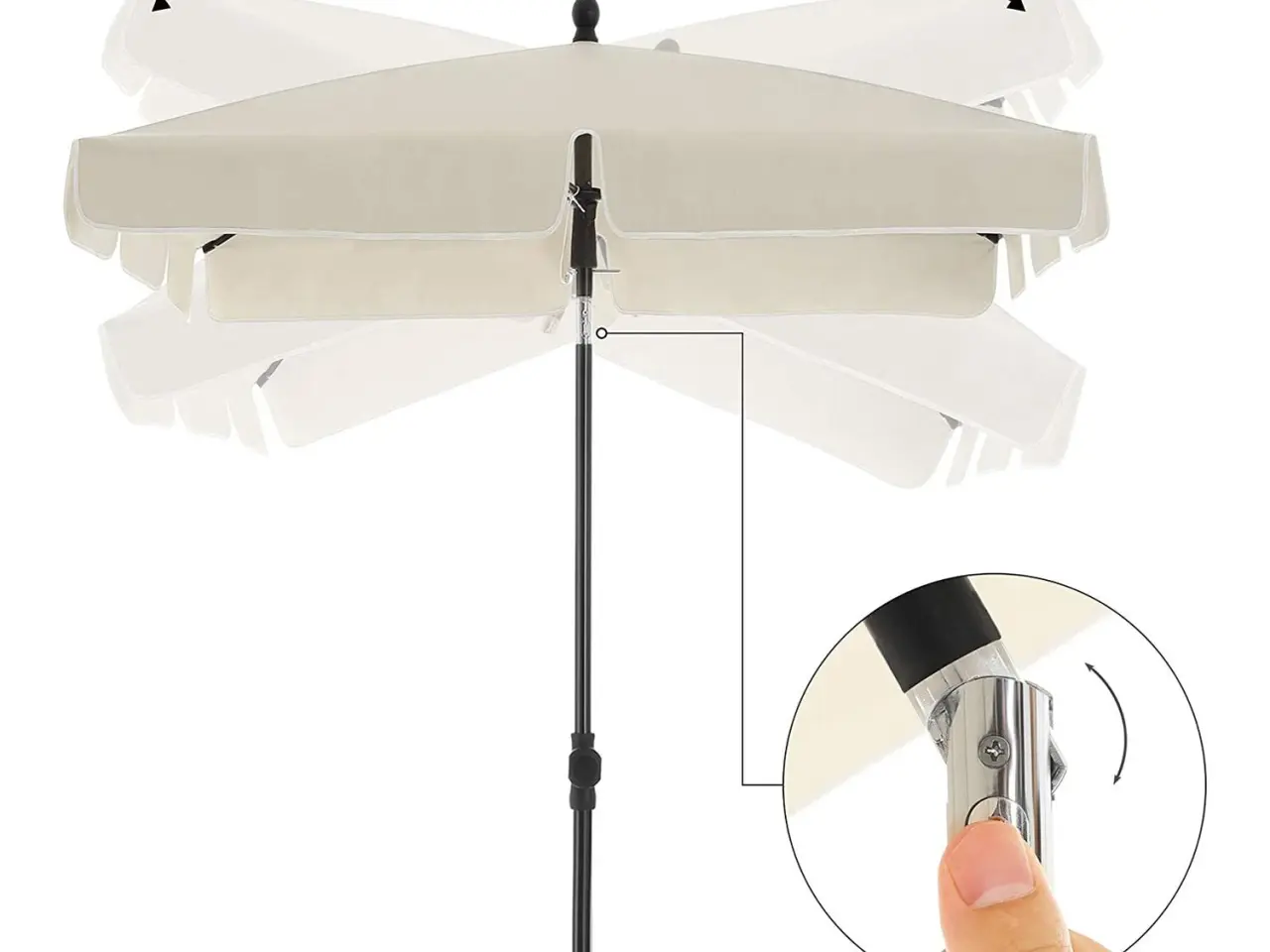 Billede 5 - Rektangulær altanparasols 2 × 1,25 m - UPF 50+, vippefunktion, beige med bæretaske