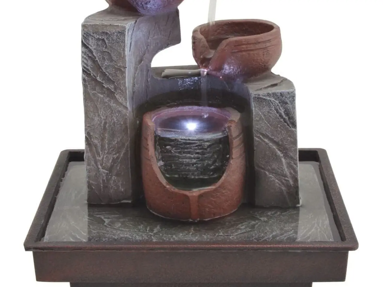 Billede 3 - Indendørs fontæne med LED-lys i polyresin - grå/brun, 20 × 18 × 22 cm