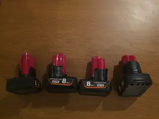 milwaukee m12 batterier 8ah (4 stk)