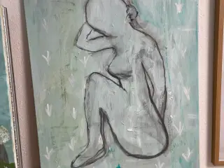 Silhuet af kvinde, acrylmaleri