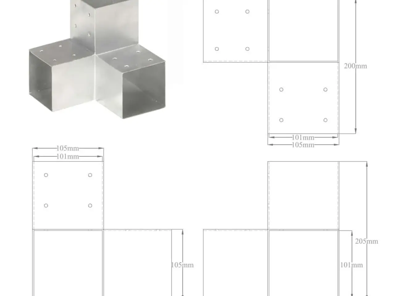 Billede 7 - Stolpebeslag i Y-form 4 stk. til 101 x 101 mm stolper