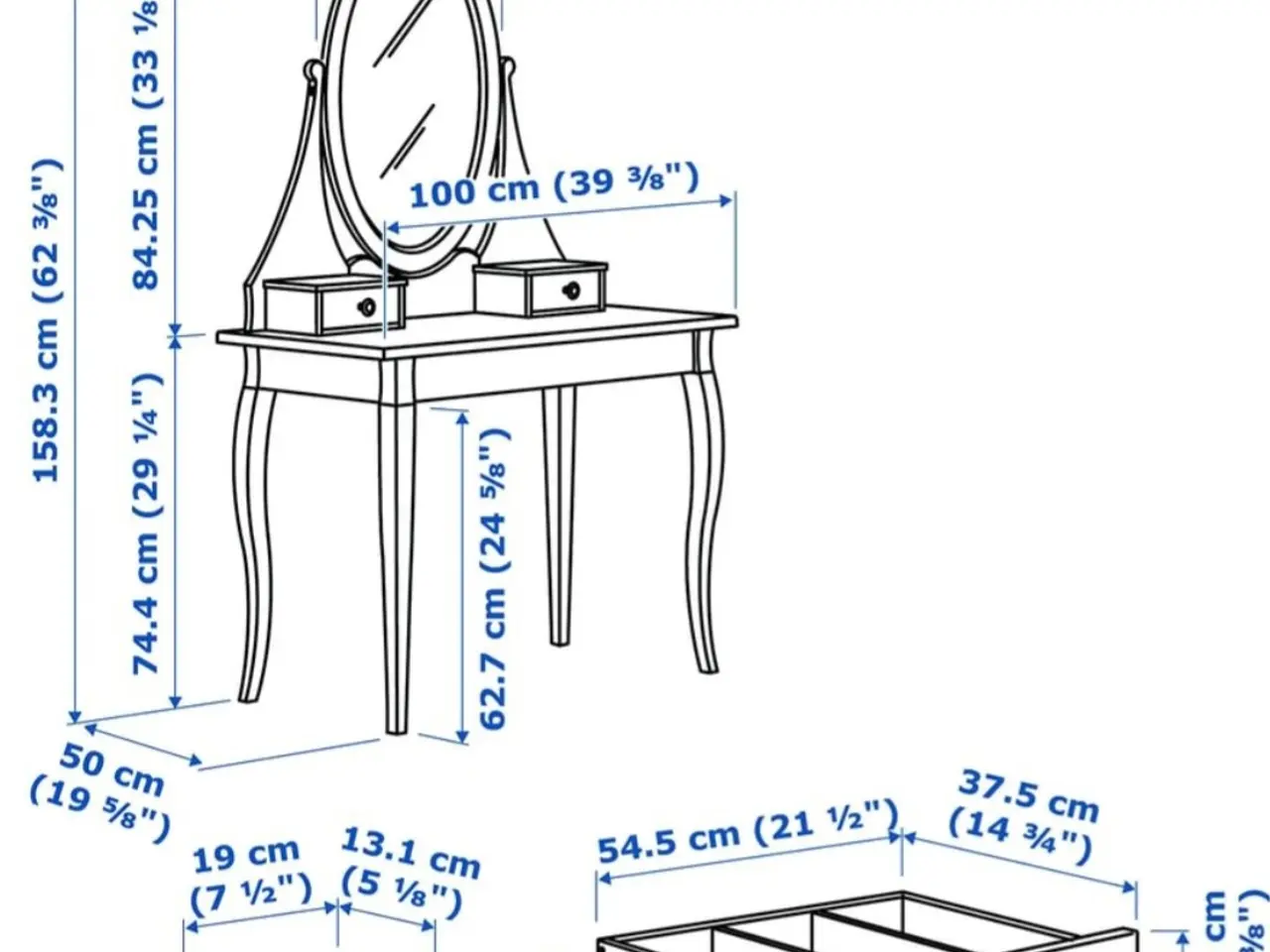 Billede 6 - Sminkebord + skammel Ikea Hemnes