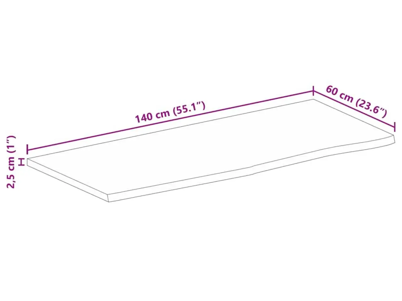 Billede 8 - Bordplade 140x60x2,5 cm naturlig kant massivt mangotræ