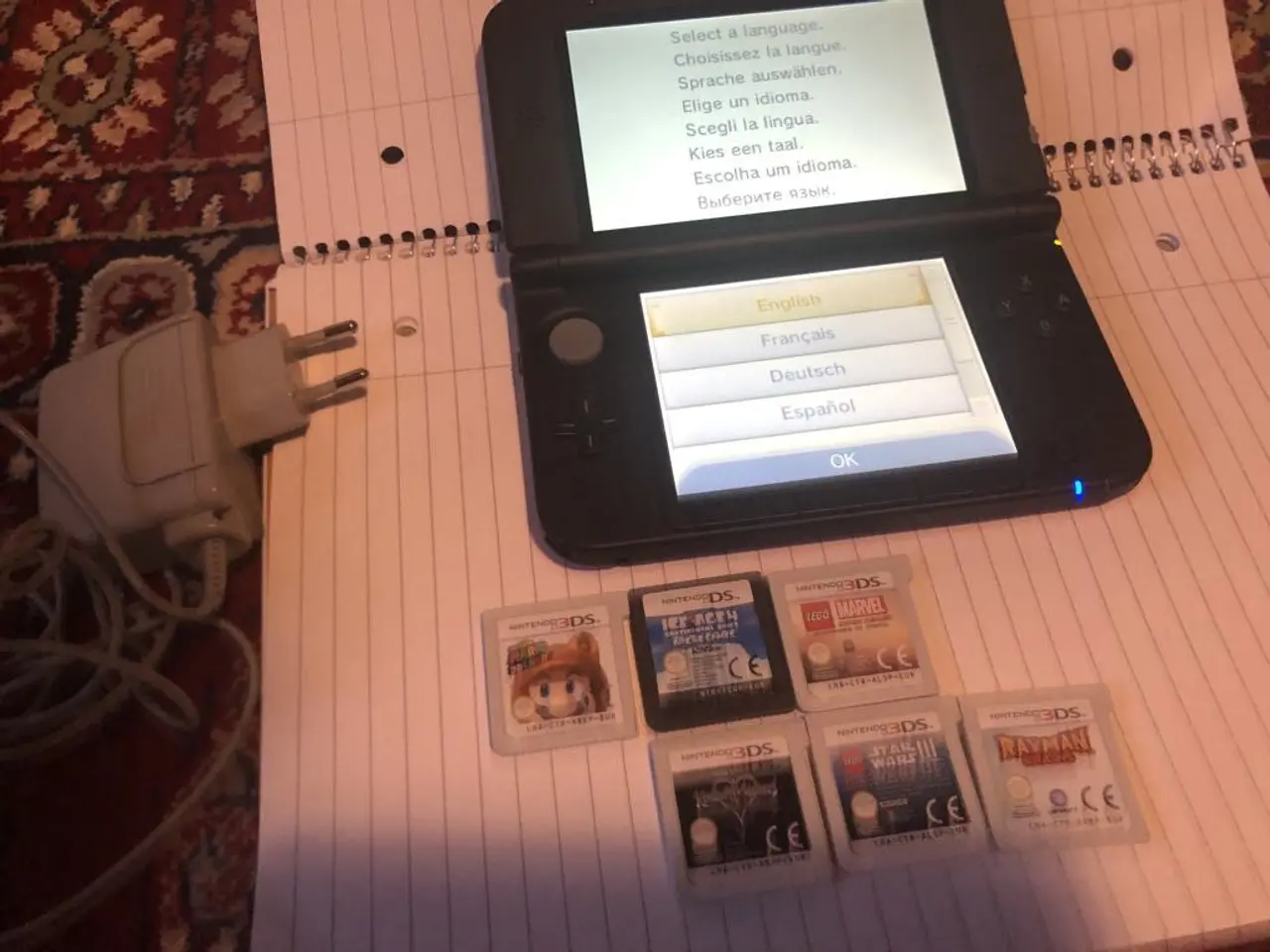 Billede 1 - Rød Nintendo 3DS XL+6 spil : Super Mario 3D Land