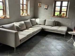 Flot lysegrå hjørnesofa