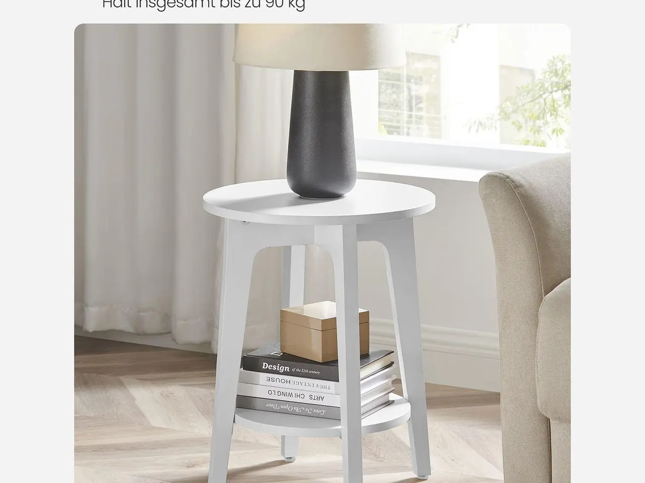 Billede 5 - Sidebord rund hvid 40 × 50 cm (LET283T14)
