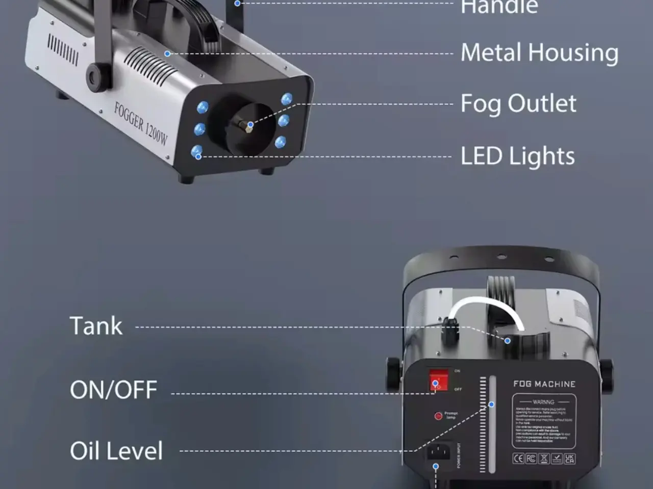 Billede 2 - 1200W røgmaskine inkl. 5L væske - Led lys