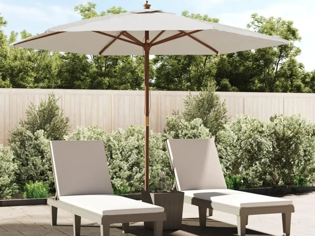 Billede 1 - Haveparasol med træstang 299x240 cm sandfarvet