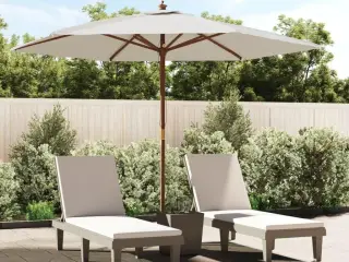 Haveparasol med træstang 299x240 cm sandfarvet