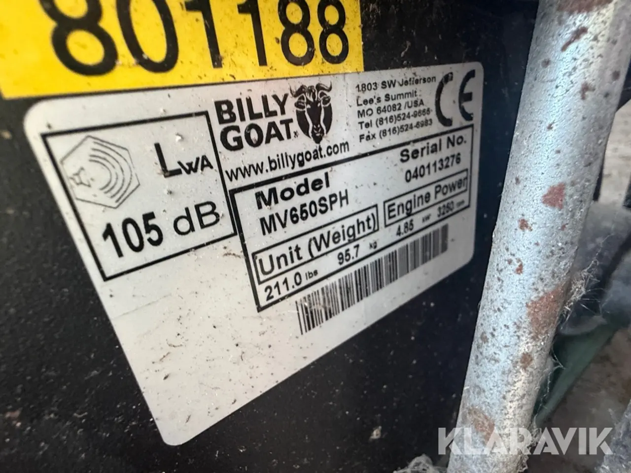 Billede 11 - Løvsuger Billy Goat MV650SPH Selvkørende med opsamlingspose og sugeslange 1 styk