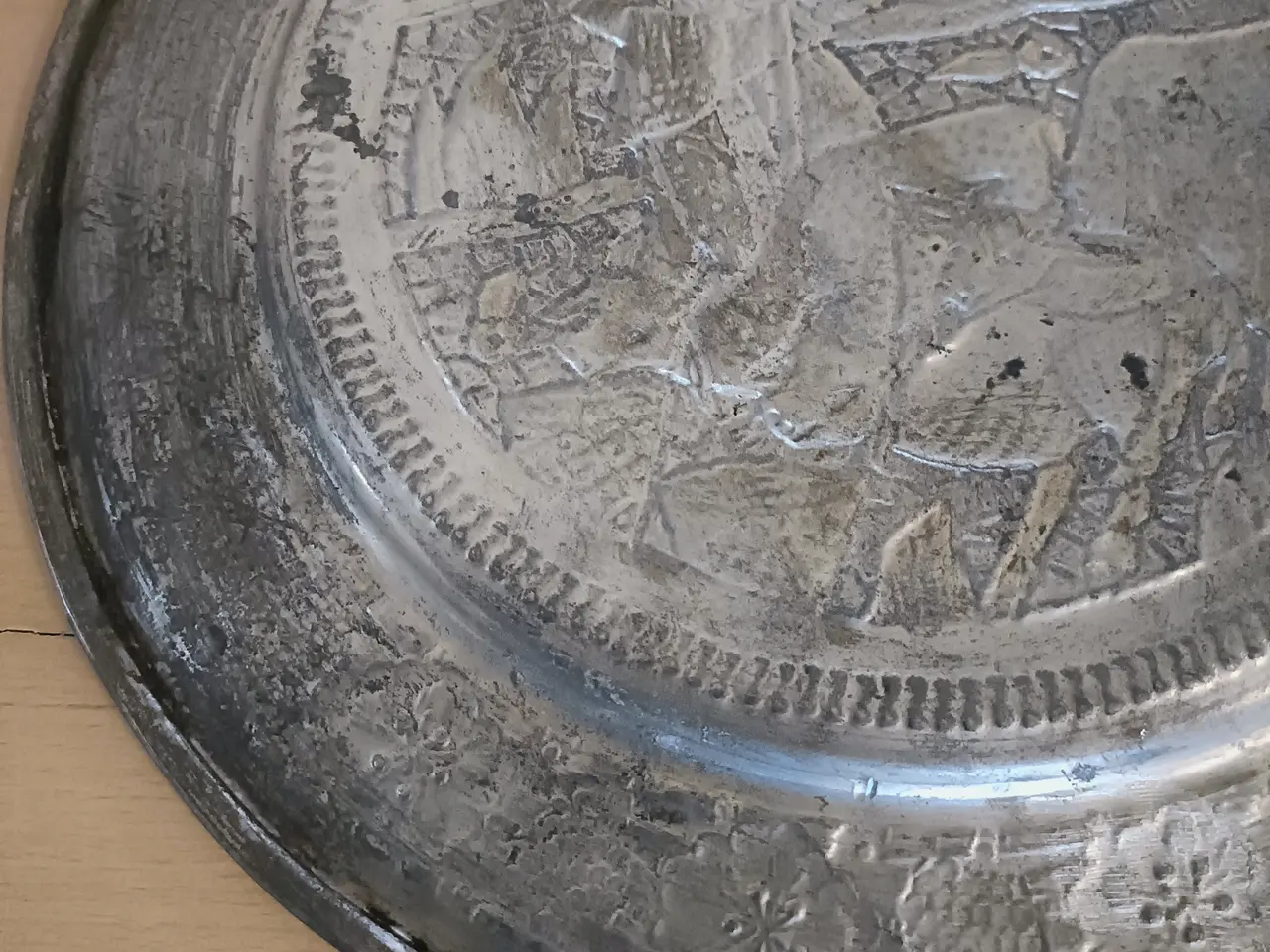 Billede 9 - Sølvbelagt Platter, Persiske, Antik, hånd indgrave