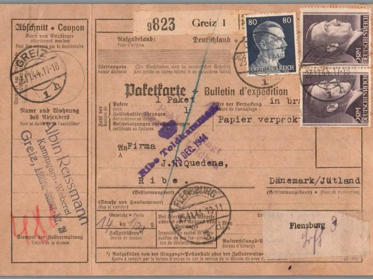 Billede 1 - Addresskort fra Tyskland til Ribe - 3 - 11 - 44 -