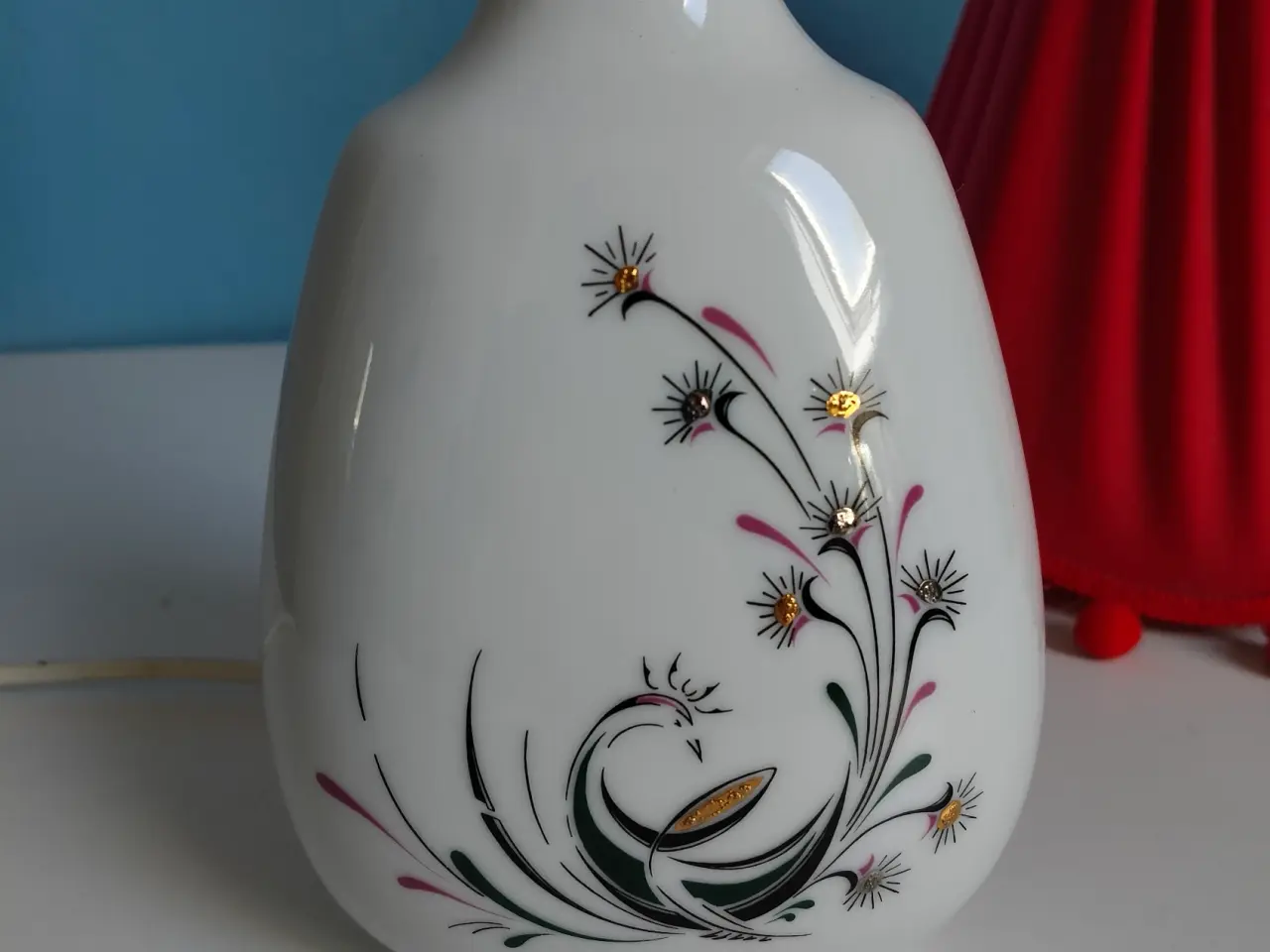 Billede 3 - Merry’s Design lampe – dansk hånddekoreret