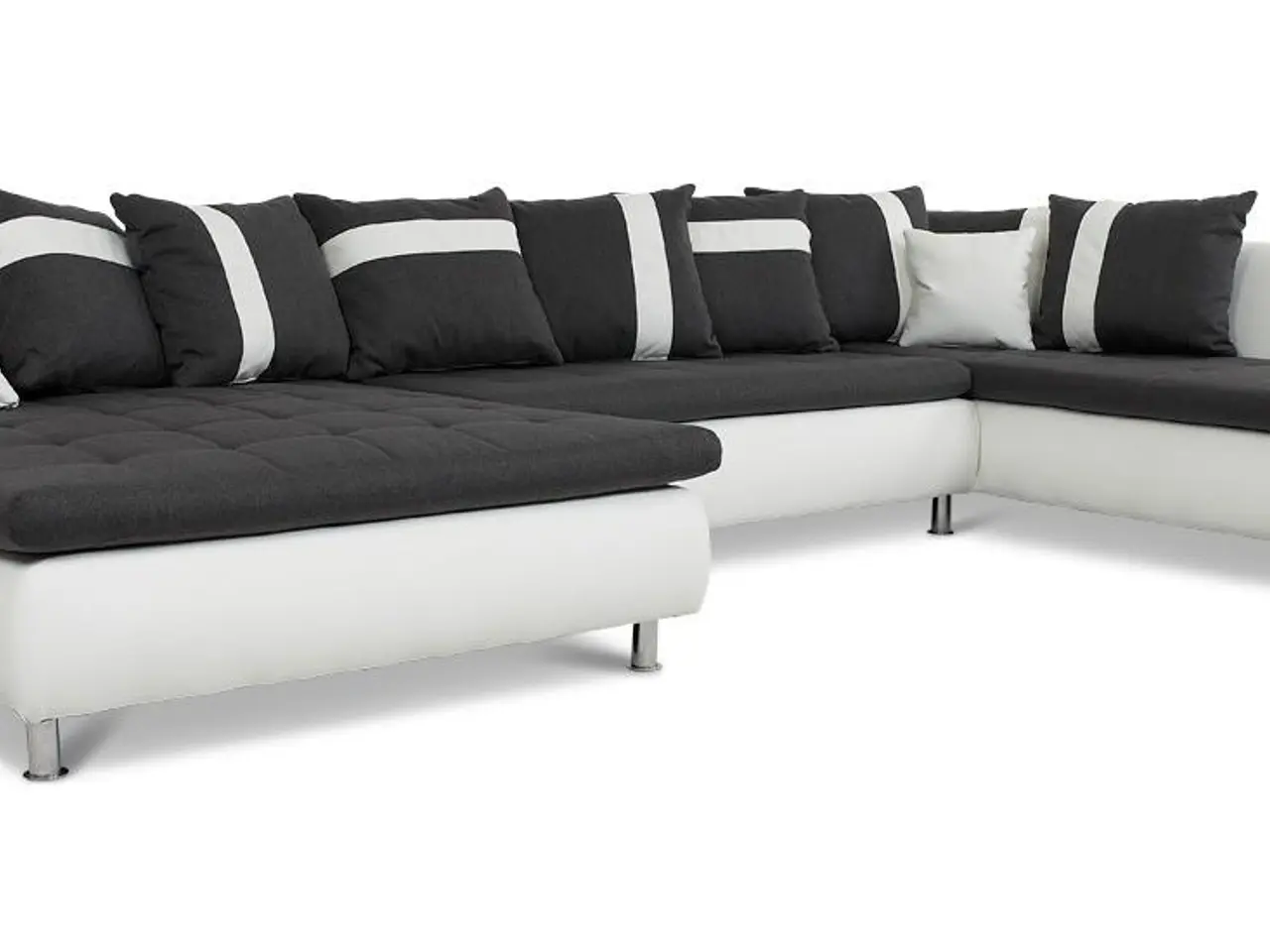 Billede 2 - Miami XL U-sofa venstrevendt - hvidt tekstillæder og koksgrå puder
