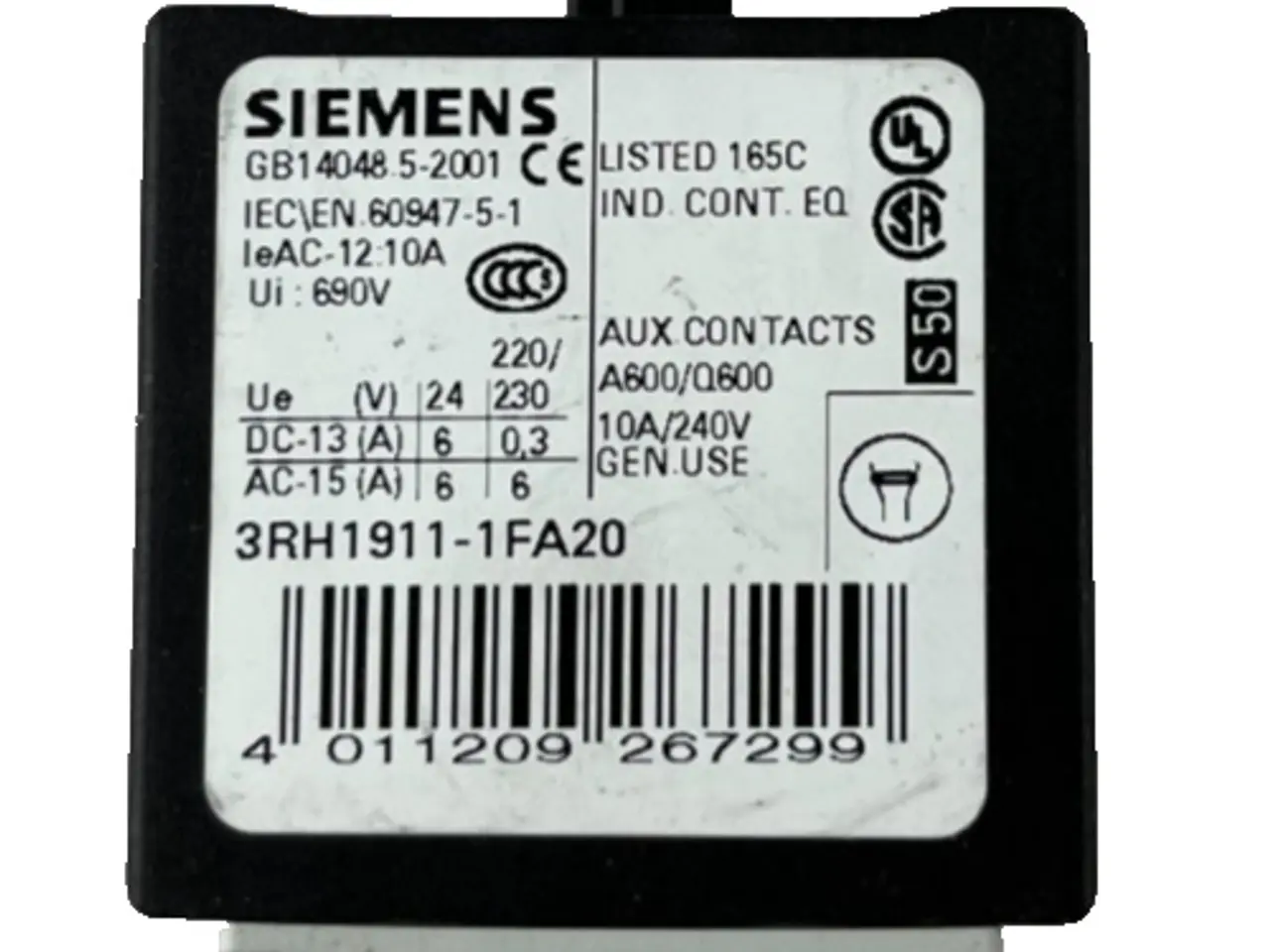 Billede 1 - Siemens 3RH1911-1FA20 Auxiliary Contact Block 2NO
