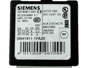 Siemens 3RH1911-1FA20 Auxiliary Contact Block 2NO