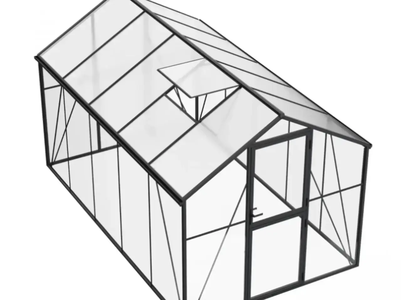 Billede 1 - Drivhus Premium Sort 382 cm - Glas/Polycarbonat 8,7m2