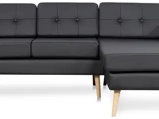 Novelty chaiselongsofa højrevendt - sort tekstillæder