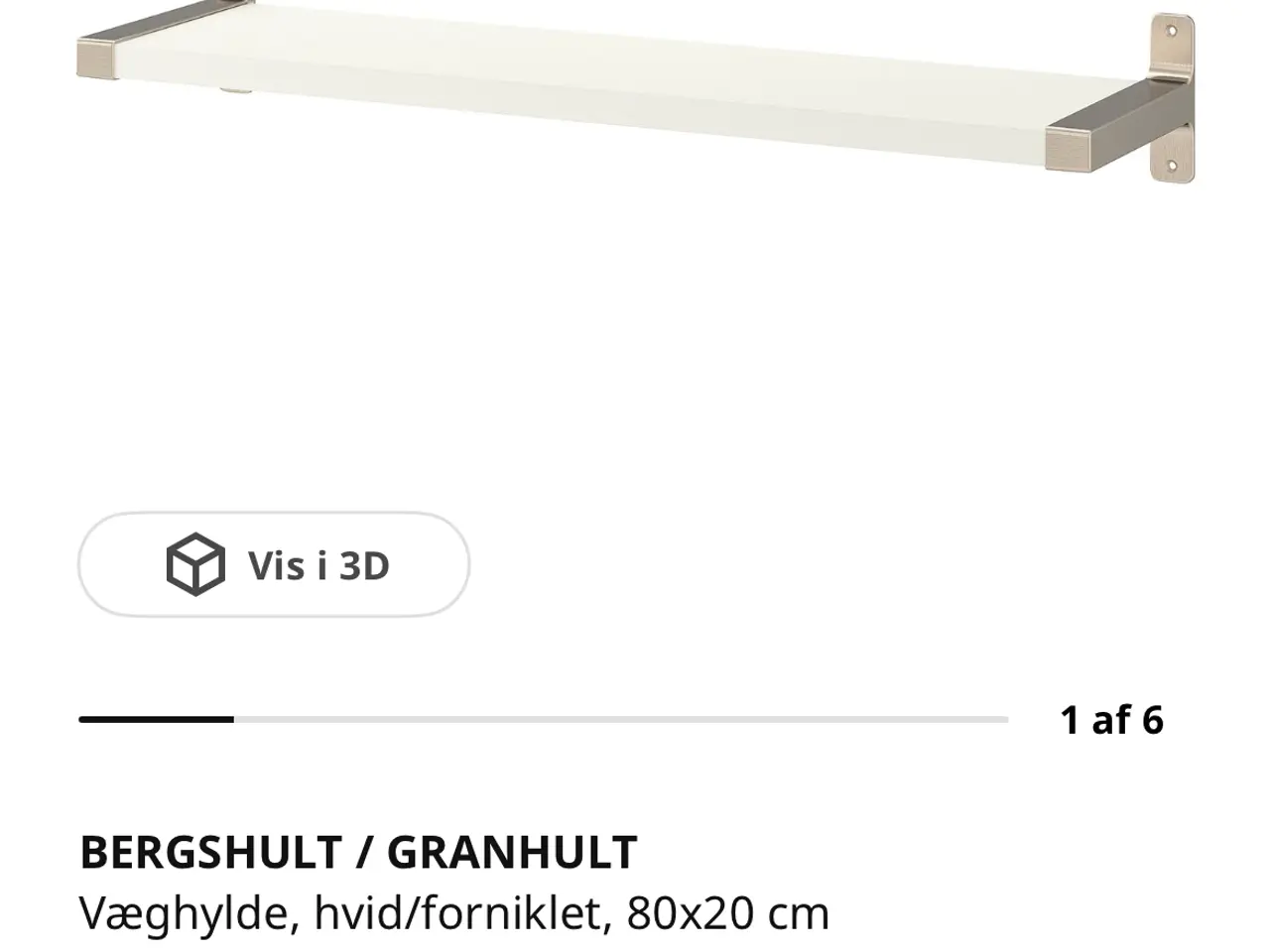 Billede 2 - 2 stk. Hvide hylder m/hyldeknægte IKEA