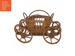 Flettet mini kurv-vogn i rattan (str. 21x10x13 cm)