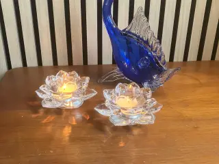 Lotus lysestager i krystalglas