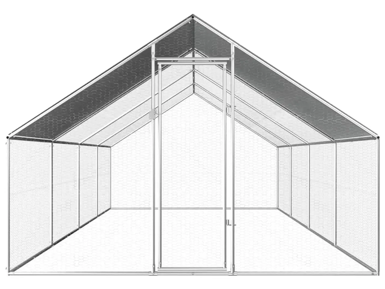 Billede 2 - Udendørs hønsebur 2,75 × 8 × 1,92 m - galvaniseret stål med PE-tag