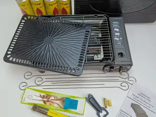 NY! 2200W Bærbar Gasgrill + 4 Dåser med GAS