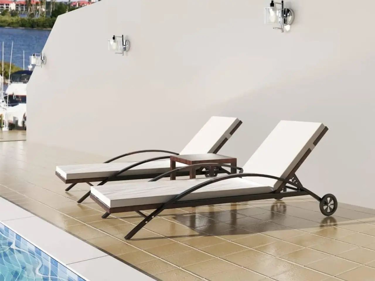 Billede 1 - Liggestolesæt med bord i polyrattan - brun