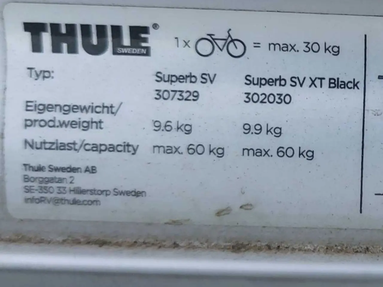 Billede 4 - Thule Superb Short cykelholder til campingvogn 