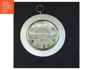 Væghængt termometer og ur (str. Ø 17 cm)