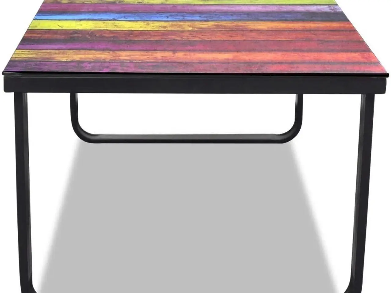 Billede 4 - Sofabord med regnbueprint - glasbordplade og sort stel, 90 × 45 cm