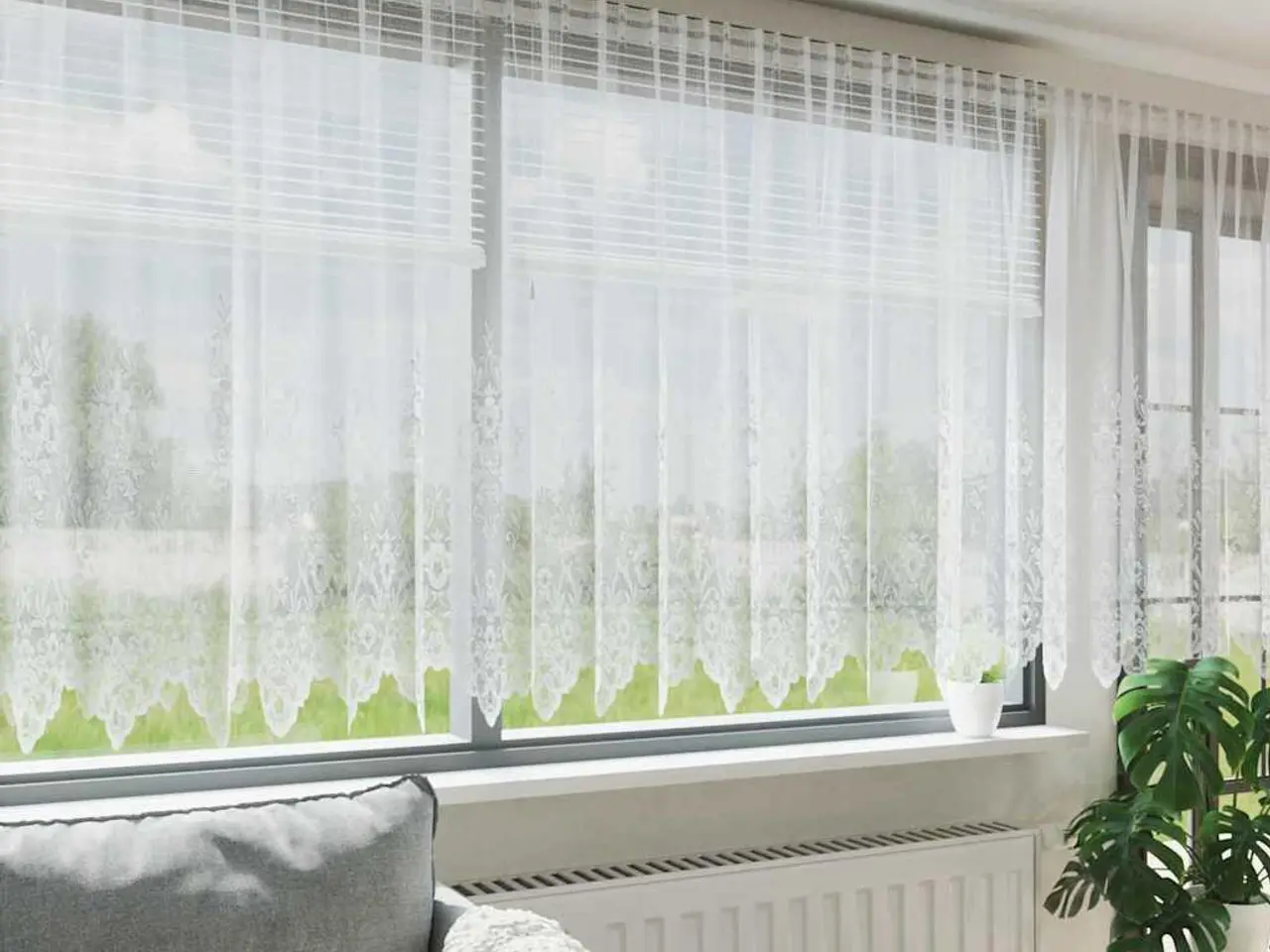 Billede 1 - Gardiner med gardiner Hvid 500 x 180 cm Polyester